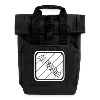 Maedchenname Alessia - Rolltop Rucksack mit zwei Griffen - Schwarz - Vorne