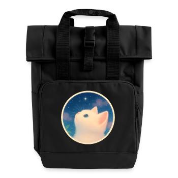 Verträumtes Kätzchen unter einem Sternenhimmel - Rolltop Rucksack mit zwei Griffen - Schwarz - Vorne