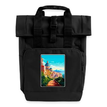 Cagliari Italien Mittelmeer Sonnenaufgang Reiseposter - Rolltop Rucksack mit zwei Griffen - Schwarz - Vorne