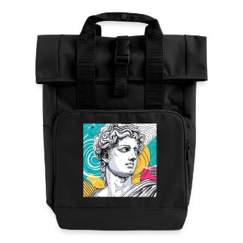 Bunte abstrakte Mythologie-Statue - Rolltop Rucksack mit zwei Griffen - Schwarz - Vorne