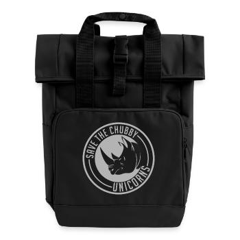 Retten Sie das Mollige Einhorn-Logo - Rolltop Rucksack mit zwei Griffen - Schwarz - Vorne
