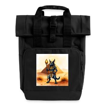 Halbmenschliches ägyptisches Xylophon - Rolltop Rucksack mit zwei Griffen - Schwarz - Vorne
