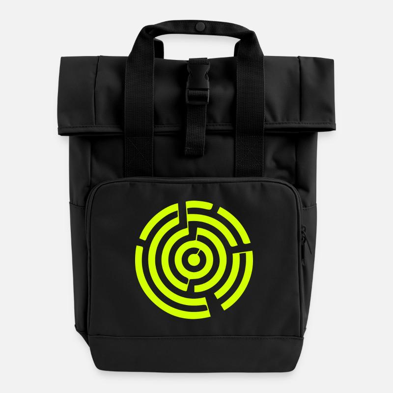 Labyrinthe Labyrinthe Crop Circle - Sac à dos Roll Top à deux anses - noir