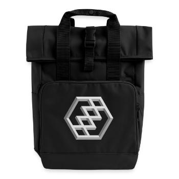 Motif géométrique futuriste - Sac à dos Roll Top à deux anses - noir - Devant