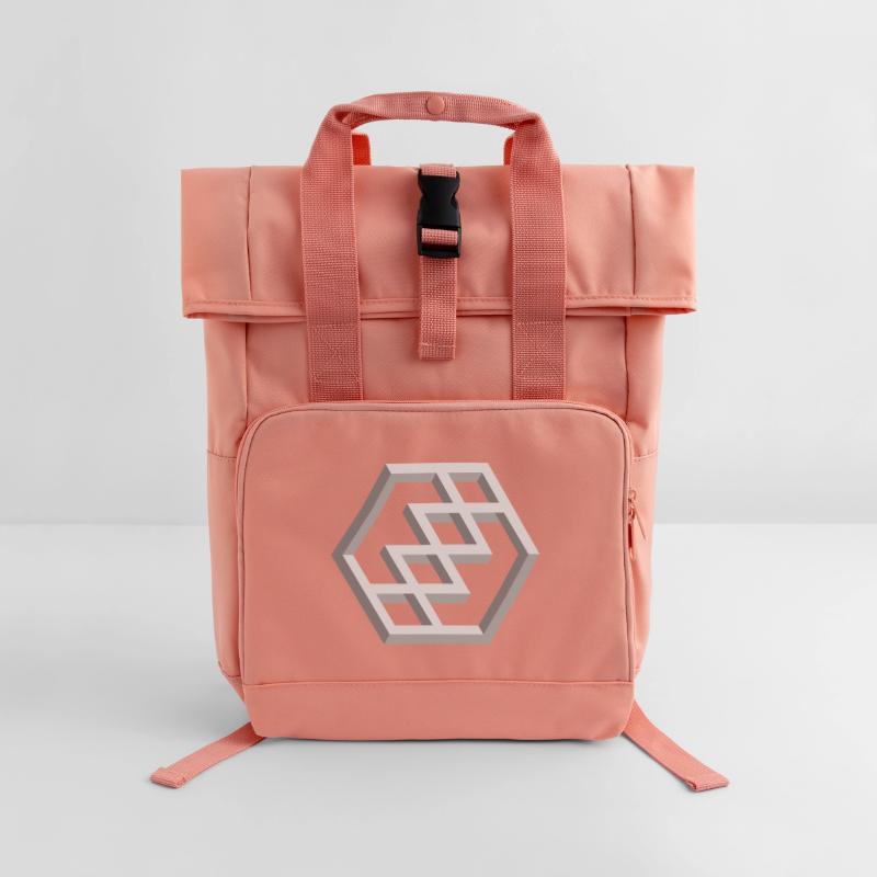 Futuristic Geometry Pattern Roll Top Backpack with Two Handles