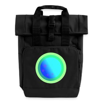Himmlisches blaues Sternbild - Rolltop Rucksack mit zwei Griffen - Schwarz - Vorne