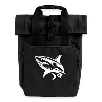 Großer Hochsee Hai Tattoo Taucher Design - Rolltop Rucksack mit zwei Griffen - Schwarz - Vorne