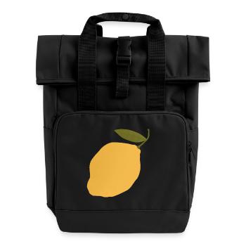 Lemon Botanical Illustration T-Shirt - Roll Top Backpack with Two Handles - black - Front