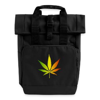 Rasta Gradient Cannabis Leaf - Roll Top Backpack with Two Handles - black - Front