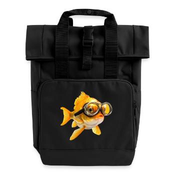 Goldfisch mit Taucherbrille - Rolltop Rucksack mit zwei Griffen - Schwarz - Vorne