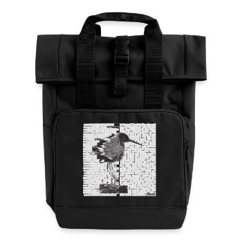 Rotschenkel (Tringa totanus) Glitch Noir - Rolltop Rucksack mit zwei Griffen - Schwarz - Vorne