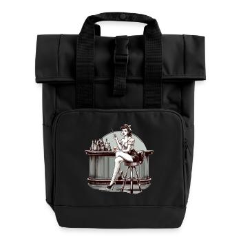 Rockabilly Frau Bar Drink RocknRoll Geschenk - Rolltop Rucksack mit zwei Griffen - Schwarz - Vorne