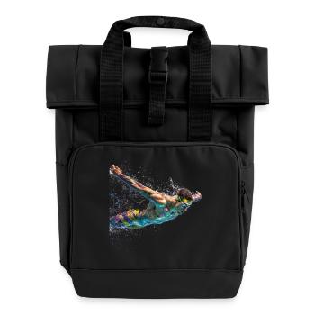 Paint Swirl Float Splash - Roll Top Backpack with Two Handles - black - Front
