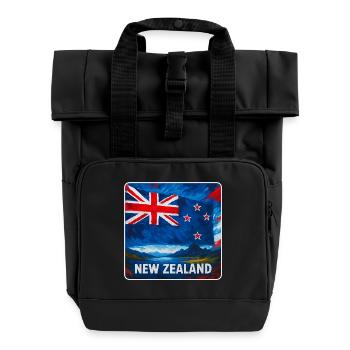 Conception du drapeau de la Nouvelle-Zélande - Sac à dos Roll Top à deux anses - noir - Devant