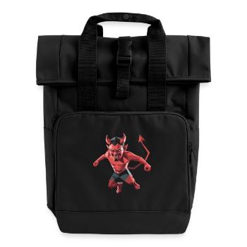 Devil - Cooles Low-Poly-Logo - Rolltop Rucksack mit zwei Griffen - Schwarz - Vorne