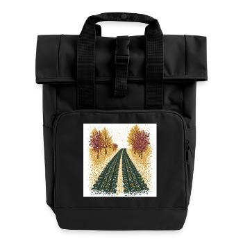 Polka Dot Tire Tracks - Roll Top Backpack with Two Handles - black - Front