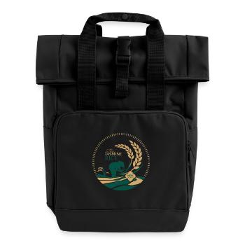 Thai Jasmine Rice Logo Organic - Roll Top Backpack with Two Handles - black - Front