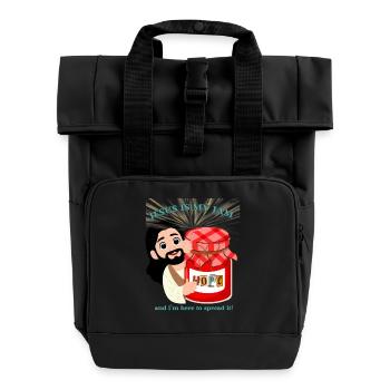 Jesus Is My Jam Christian Humor - Roll Top Backpack with Two Handles - black - Front