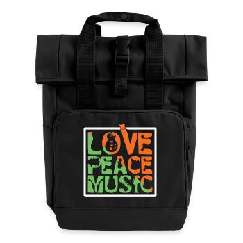 Love Peace Music - Rolltop Rucksack mit zwei Griffen - Schwarz - Vorne