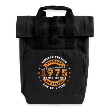 Vintage November 1975 - Roll Top Backpack with Two Handles - black - Front