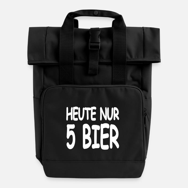 Bier - Rolltop Rucksack mit zwei Griffen - Schwarz