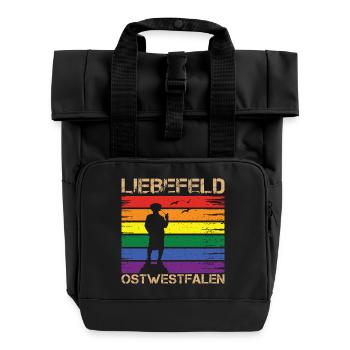 Liebefeld ❤ Leineweber PRIDE - Rolltop Rucksack mit zwei Griffen - Schwarz - Vorne