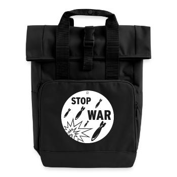 STOP WAR - Rolltop Rucksack mit zwei Griffen - Schwarz - Vorne