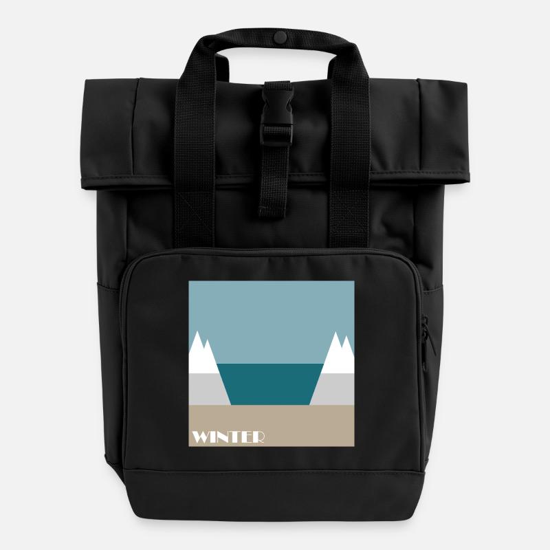 Winter - Rolltop Rucksack mit zwei Griffen - Schwarz