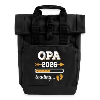 Opa 2026 Loading Zukünftiger Großvater Geschenk - Rolltop Rucksack mit zwei Griffen - Schwarz - Vorne
