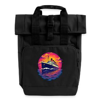 Cruise ship cruise - Roll Top Backpack with Two Handles - black - Front