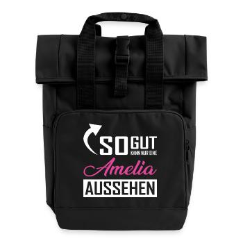 So gut kann nur eine Amelia aussehen - Rolltop Rucksack mit zwei Griffen - Schwarz - Vorne