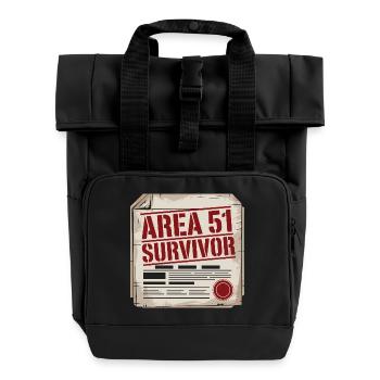 Funny Area 51 Survivor Alien UFO - Roll Top Backpack with Two Handles - black - Front