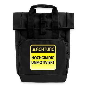 ACHTUNG MOTIVATION LUSTIG - Rolltop Rucksack mit zwei Griffen - Schwarz - Vorne