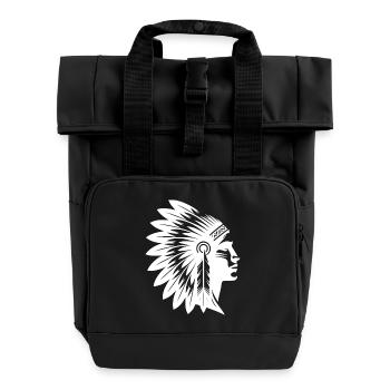 Proud warrior face with magnificent headdress - Roll Top Backpack with Two Handles - black - Front