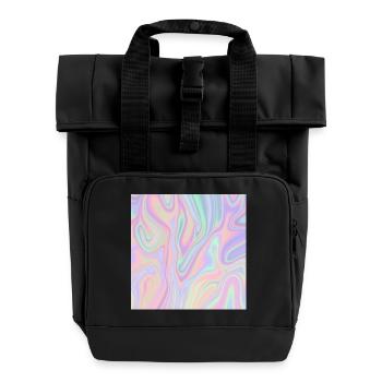 Irideszierende Abstrakte Liquid Pastel Muster - Rolltop Rucksack mit zwei Griffen - Schwarz - Vorne