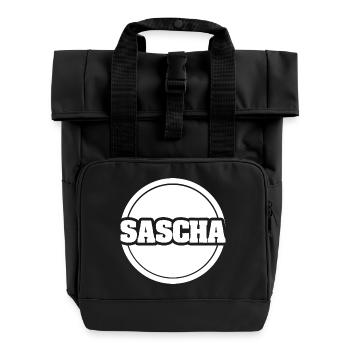 First name Sascha - Roll Top Backpack with Two Handles - black - Front