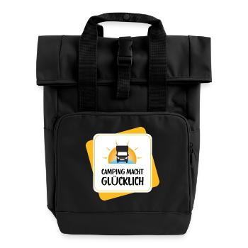 Le camping vous rend heureux – conception de camping-car - Sac à dos Roll Top à deux anses - noir - Devant