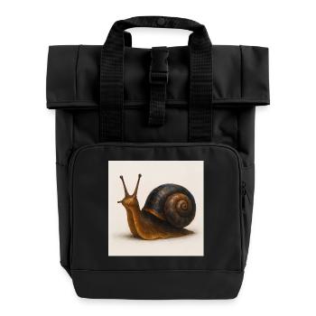 Schnecke mit blauer Schimmerschale - Rolltop Rucksack mit zwei Griffen - Schwarz - Vorne