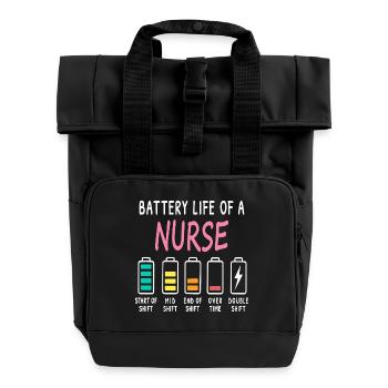 Niveau d’humour de type « batterie » d’un aidant - Sac à dos Roll Top à deux anses - noir - Devant