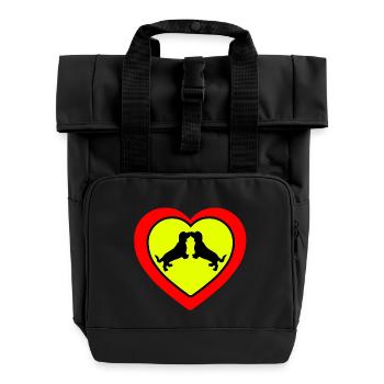 Dackel - Rolltop Rucksack mit zwei Griffen - Schwarz - Vorne
