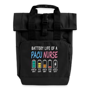 Niveau de batterie d’un soignant en salle de réveil humour - Sac à dos Roll Top à deux anses - noir - Devant