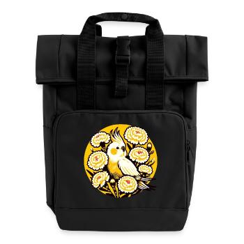 Calopsitte ensoleillée en soucis - Sac à dos Roll Top à deux anses - noir - Devant