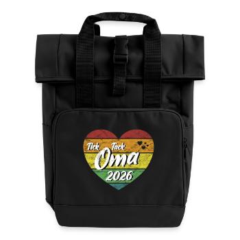 Tick Tack Oma 2026 werdende Uroma Omama 2026 retro - Rolltop Rucksack mit zwei Griffen - Schwarz - Vorne