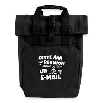 Office Humor T-Shirt – Useless Meeting - Roll Top Backpack with Two Handles - black - Front
