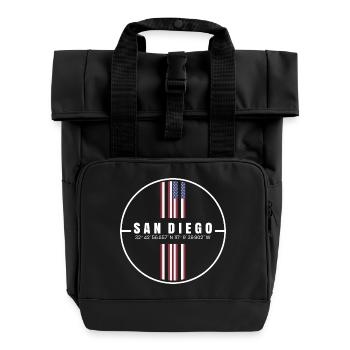 San Diego Koordinaten - Rolltop Rucksack mit zwei Griffen - Schwarz - Vorne