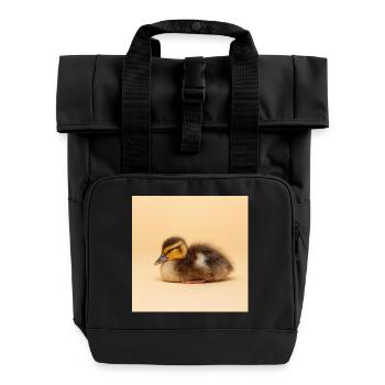 Goldenes Küken auf cremefarbenem Hintergrund - Rolltop Rucksack mit zwei Griffen - Schwarz - Vorne