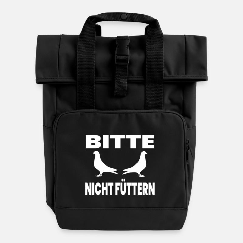Tauben - Rolltop Rucksack mit zwei Griffen - Schwarz