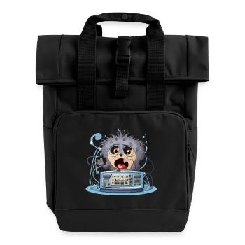 Kuschelige Monsterboombox - Rolltop Rucksack mit zwei Griffen - Schwarz - Vorne