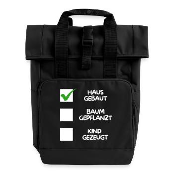 Maison construite (plantée dans un arbre, enfant engendré) blanche - Sac à dos Roll Top à deux anses - noir - Devant