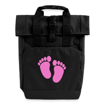 Baby feet - Roll Top Backpack with Two Handles - black - Front